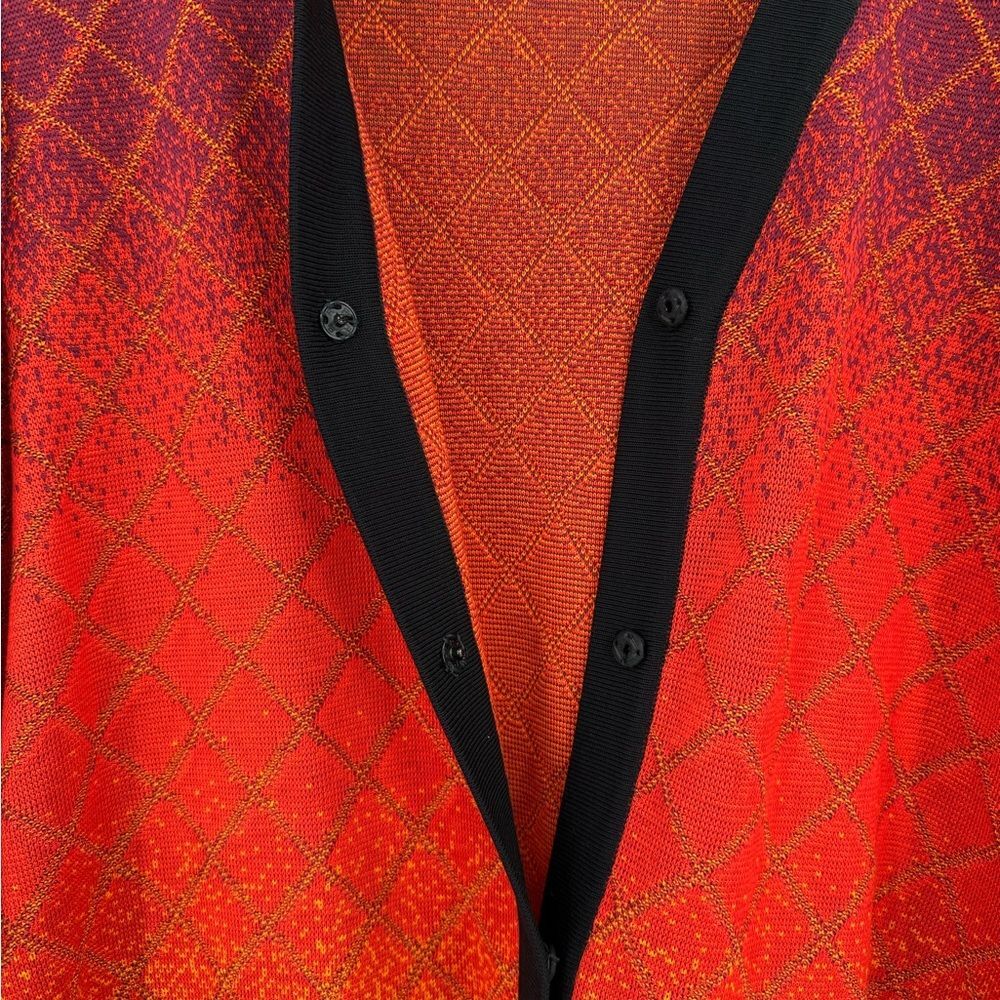Misook Ombre Knit 3/4 Sleeve Cardigan Jacket | Orange Ombre w/Black Trim | Large - Picture 4 of 5
